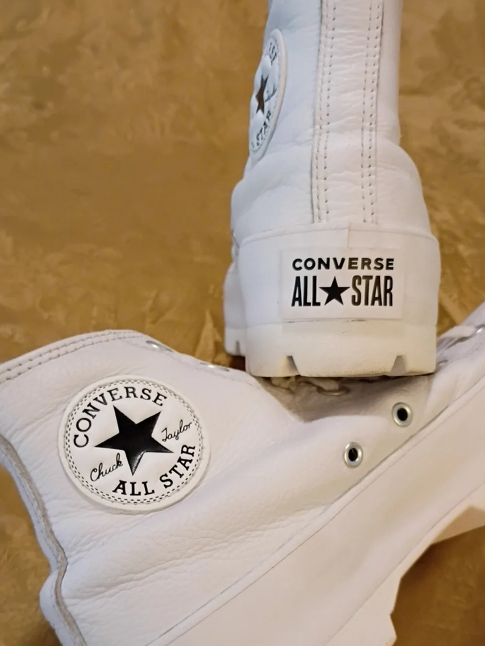 CONVERSE Leather White Chunky Platform All Star High-Tops Women's 8.0 Men's 6.0